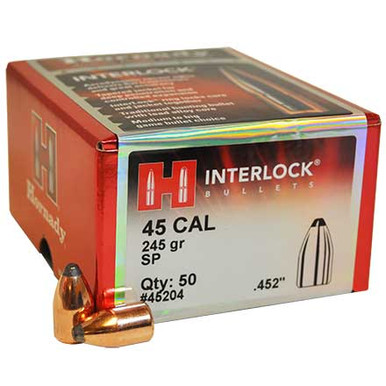 Hornady InterLock .45 Cal 245 gr SP Bullets-50cnt