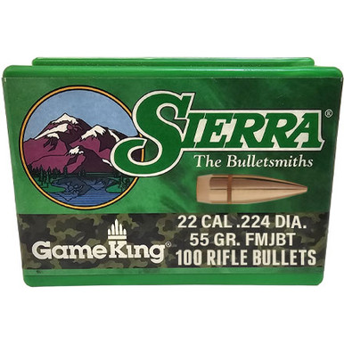 Sierra GameKing 1355 .22 Cal 55 gr FMJBT Bullets-100cnt