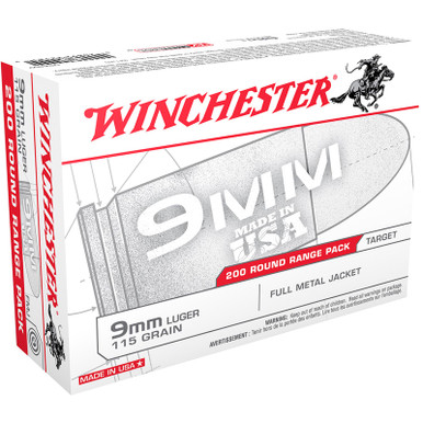 Winchester USA9W 9mm 115 GR FMJ 200 Rounds