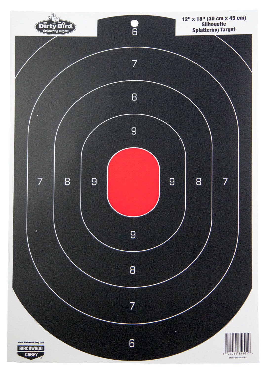 Birchwood Casey Dirty Bird Silhouette Tagboard Hanging Pistol 12" x 18" Black/Red 100 Per Pkg