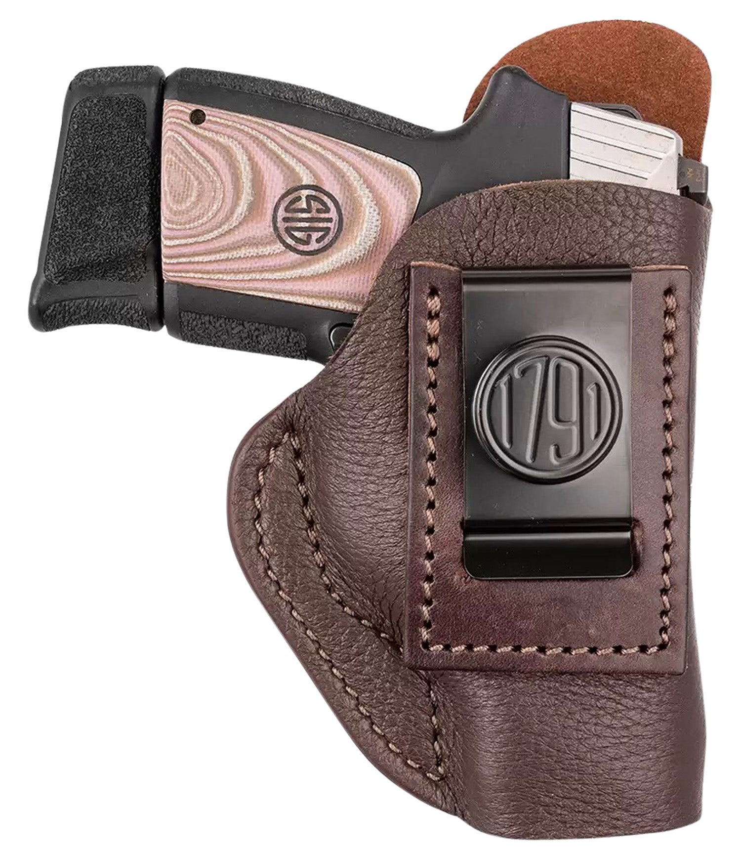 1791 Gunleather Fair Chase IWB Brown Leather Fits 1911; Bersa; Glock; Kimber; Ruger; Sig; Walther Belt Clip Mount LH