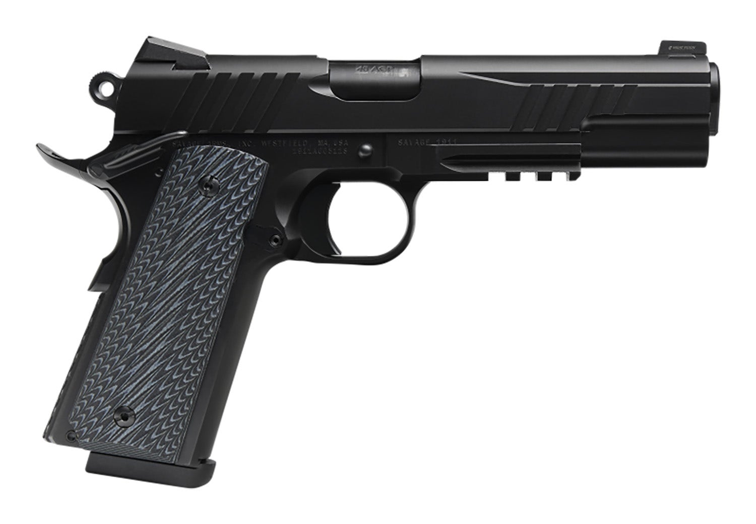 Savage 1911 Government 45ACP 5" Black Nitride SS Frame/Slide VZ G10 Grips Novak NS 67210