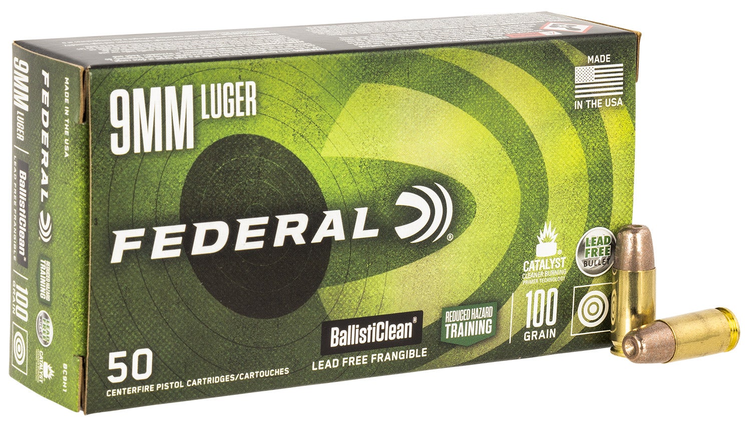 Federal BallistiClean Reduced Hazard Training 9mm Luger 100 Gr. Lead-Free Frangible 50/Box
