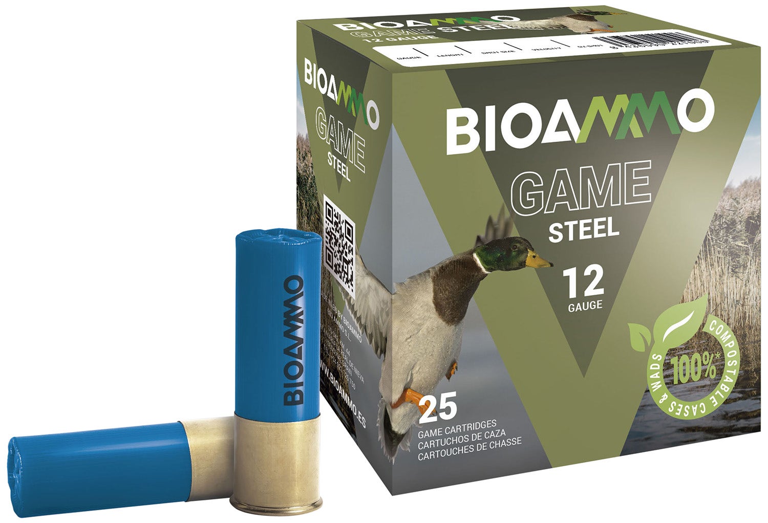Bioammo Game Steel 12 Gauge 2.75" 1 oz 4 Shot 25 Per Box