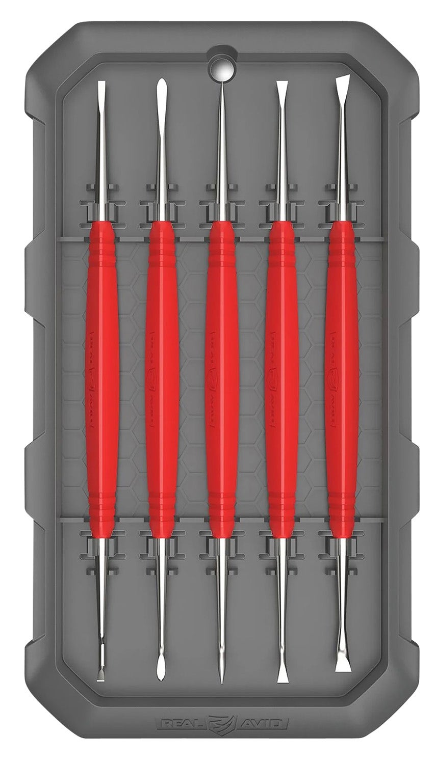 Real Avid Accu-Grip Steel Picks Double Sided Red Rubber Grips (5 Pieces)