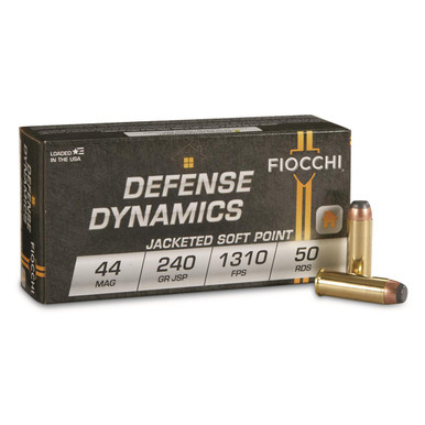 Fiocchi Defense Dynamics .44 Remington Mag 240gr Jacketed Soft Point 50Rnd Handgun Ammunition