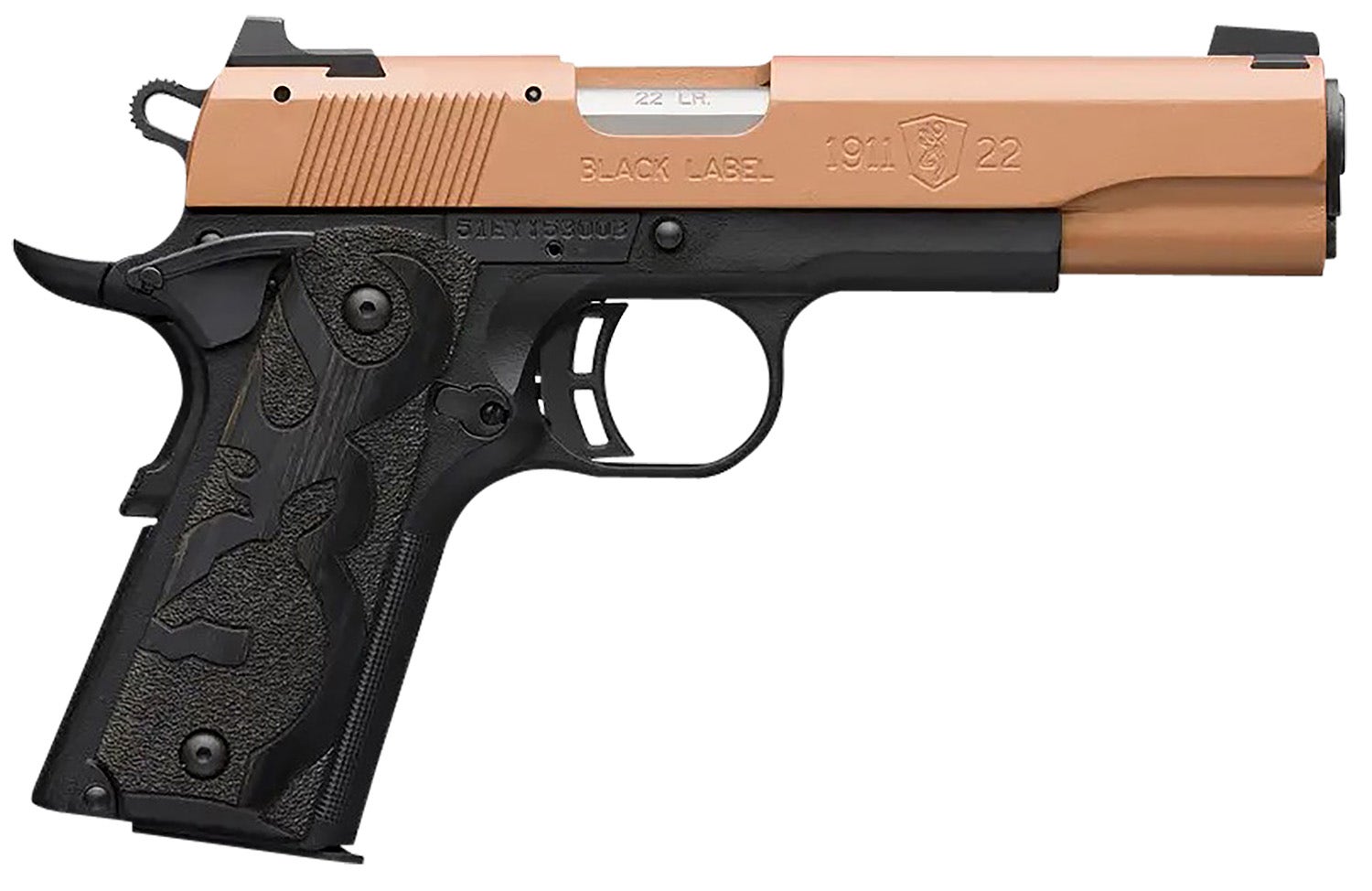 Browning 1911 Black Label 22 LR Pistol 3.25" Black/Copper Cerakote 051895490