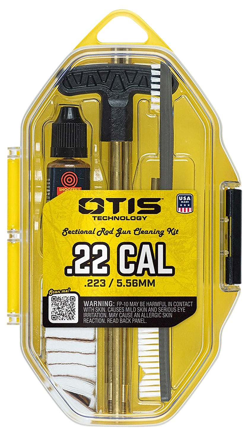 Otis .22 Cal Cleaning Kit For Rifle & Pistol .22 Cal/.223 Cal/5.56mm Yellow Plastic Box Case