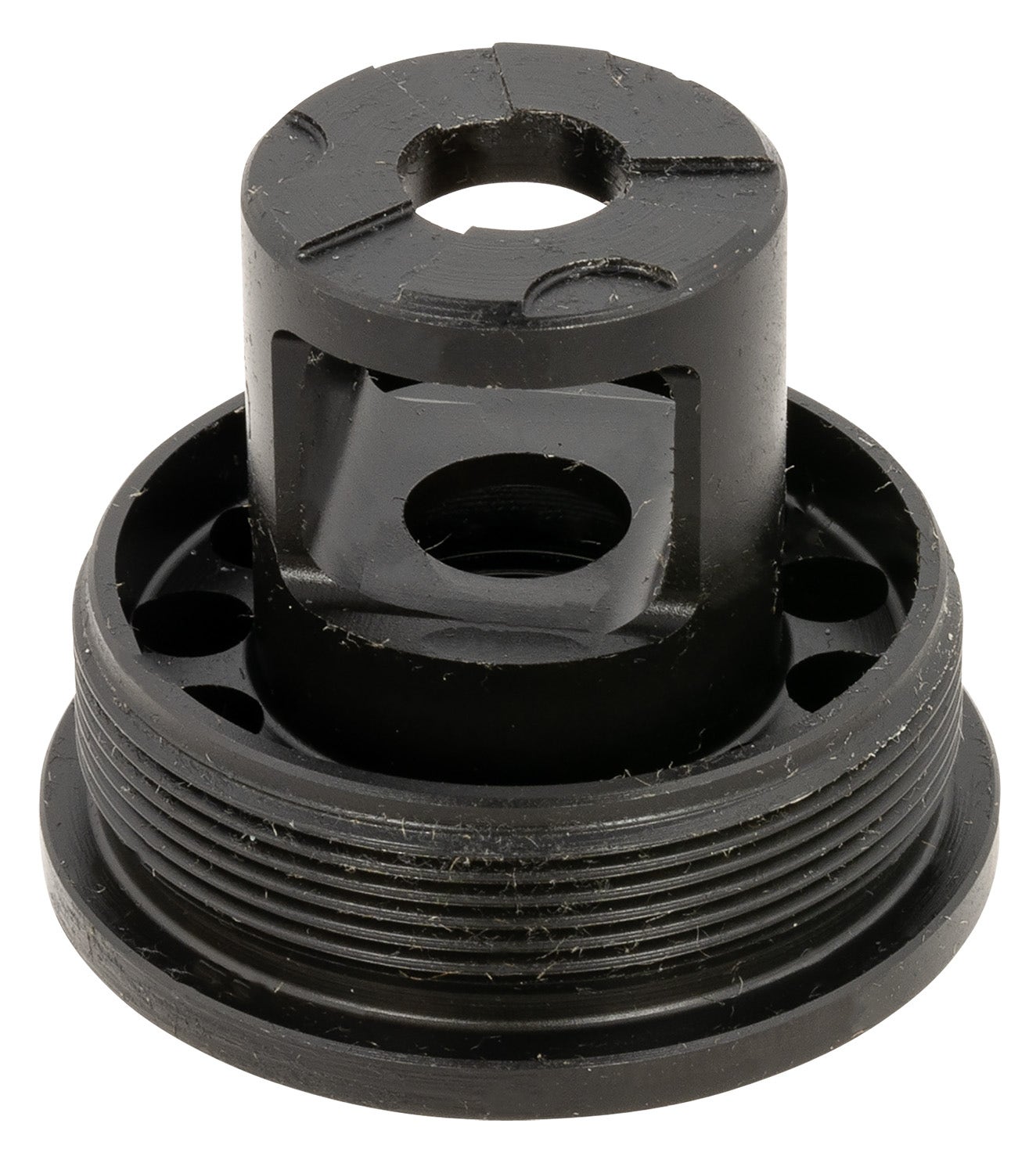 Advanced Armament Company Flange Indexing Direct-Thread Adapter  5/8"-24 tpi, Muzzle Brake Design, 1-3/8"-24 tpi Socket