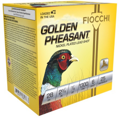 Fiocchi Golden Pheasant Nickel-Plated 28 Ga 2.75" 7/8 oz 6 Shot