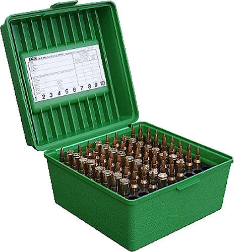 MTM Case-Gard Deluxe Ammo Box Round Handle Multi-Caliber Rifle Green Polypropylene 100rd