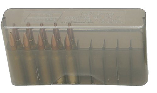 MTM Case-Gard J-20 Slip Top Ammo Box Multi-Caliber Rifle Clear Smoke 20rd