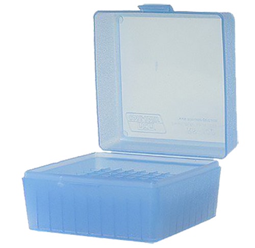 MTM Case-Gard Ammo Box Flip-Top Multi-Caliber/410 Gauge Rifle/Shotgun Clear Blue Polypropylene 100rd