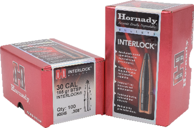 Hornady InterLock .30 Cal 165 gr BTSP Bullets-100cnt