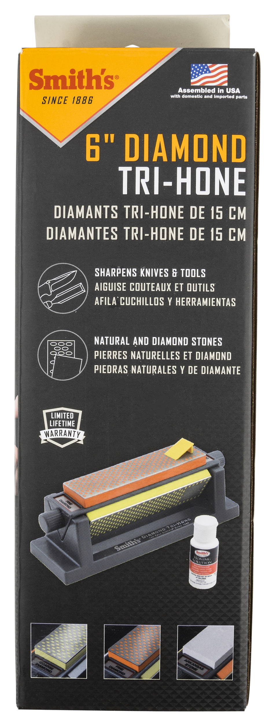Smiths Products Tri-hone, Smiths 50380  Ao62004 6in Diamond Tri-hone Stone
