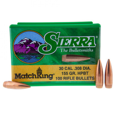 Sierra MatchKing 2155 .30 Cal 155 gr HPBT Bullets-100cnt