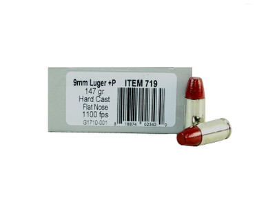 Underwood Ammo Hi-Tek 9mm Luger +P 147gr Coated Hard Cast Flat Nose Bullet 20Rnd Handgun Ammunition