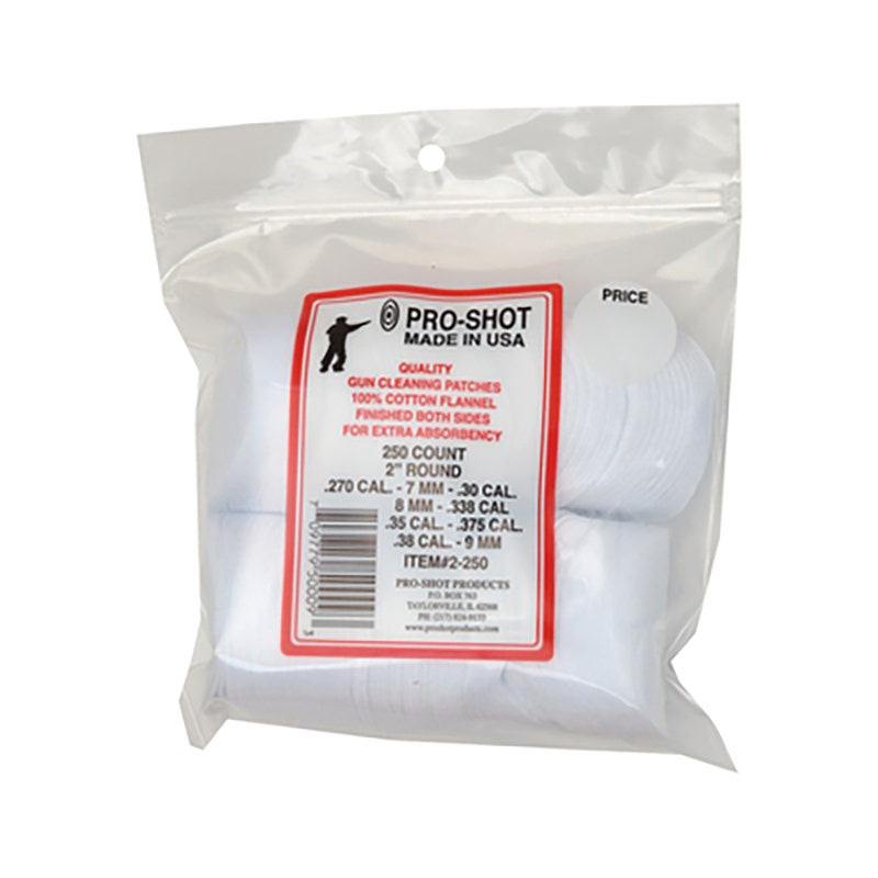 Pro-Shot Cotton Flannel Patches .270-.38 Caliber 250/Bag