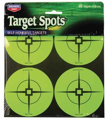 Birchwood Casey Self-Adhesive Target Spots Atomic Green w/ Crosshairs 3" 40 Spot