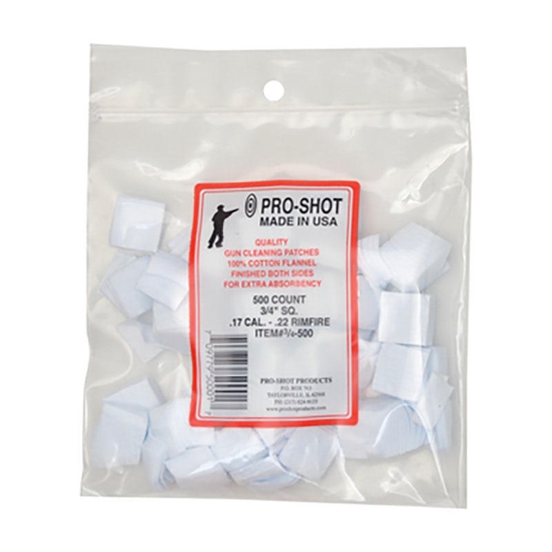 Pro-Shot Cotton Flannel Patches .17-.22 Rimfire 500/Bag