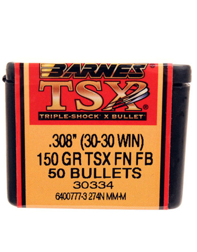 Barnes Bullets Triple-Shock X .30 Cal 150 gr Boat-Tail Flat Nose Bullets -50cnt