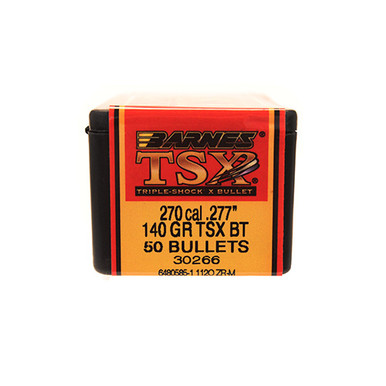 Barnes Bullets Triple-Shock X (TSX) .270 Winchester 140 gr Hollow Point Boat-Tail Bullets -50cnt