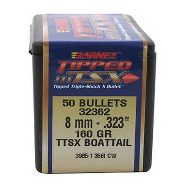 Barnes Bullets Tipped Triple-Shock X (TTSX) 8mm 160 gr Polymer Tip Boat-Tail Bullets -50cnt