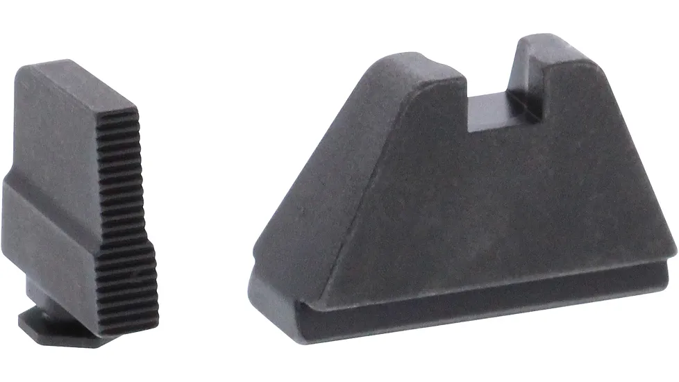 AmeriGlo Black Serrated, 407in Wide Front, 507in Notch, Flat Black Rear Sights