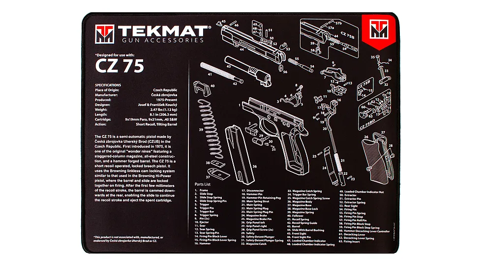 BECK TEK, LLC (TEKMAT) TEKR20CZ75 CZ-75 Ultra Premium Cleaning Mat Parts Diagram
