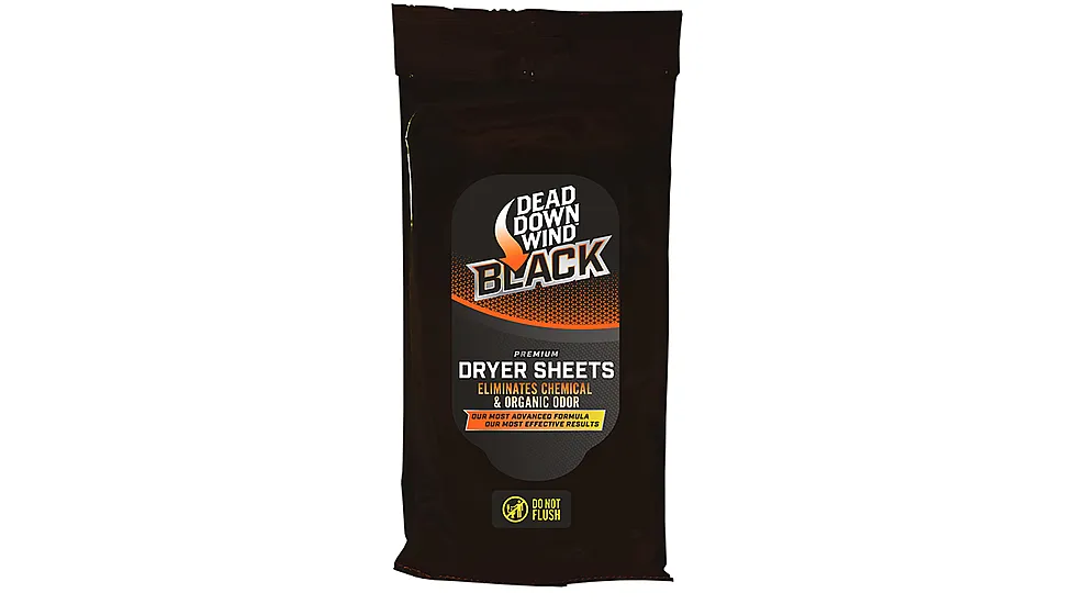 Dead Down Wind Dryer Sheets Black Premium Odor Eliminator Unscented Scent