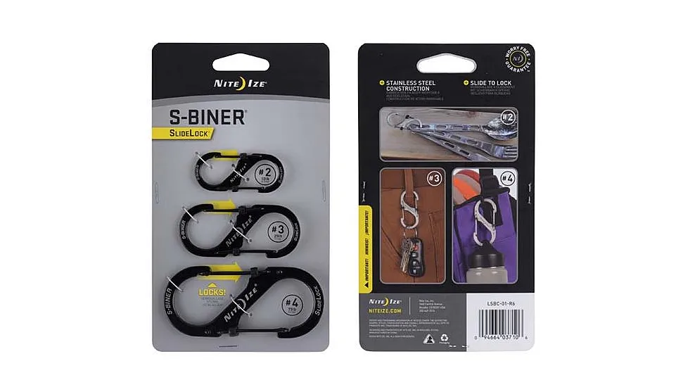 Nite Ize 3 Pack S-Biner SlideLock Steel