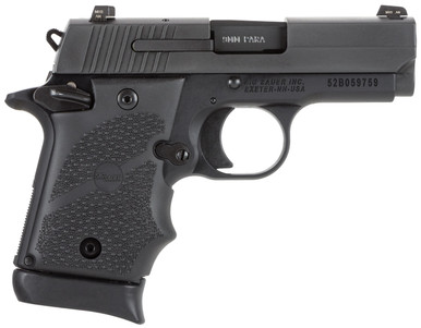 Sig Sauer P938 Micro-Compact BRG Single 9mm - 3", 7 Round, Hogue Rubber Grip, Black Nitron Stainless Steel