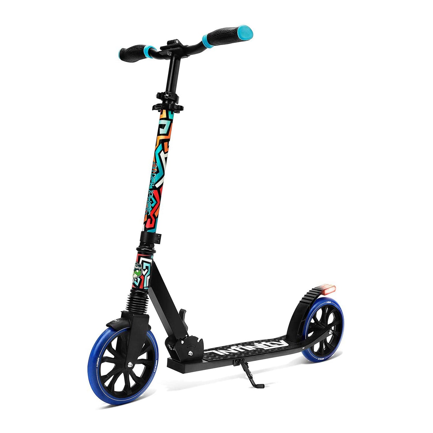 SereneLife Kick Scooter with Big Wheels for Kids and Adults, Graffiti (Open Box)