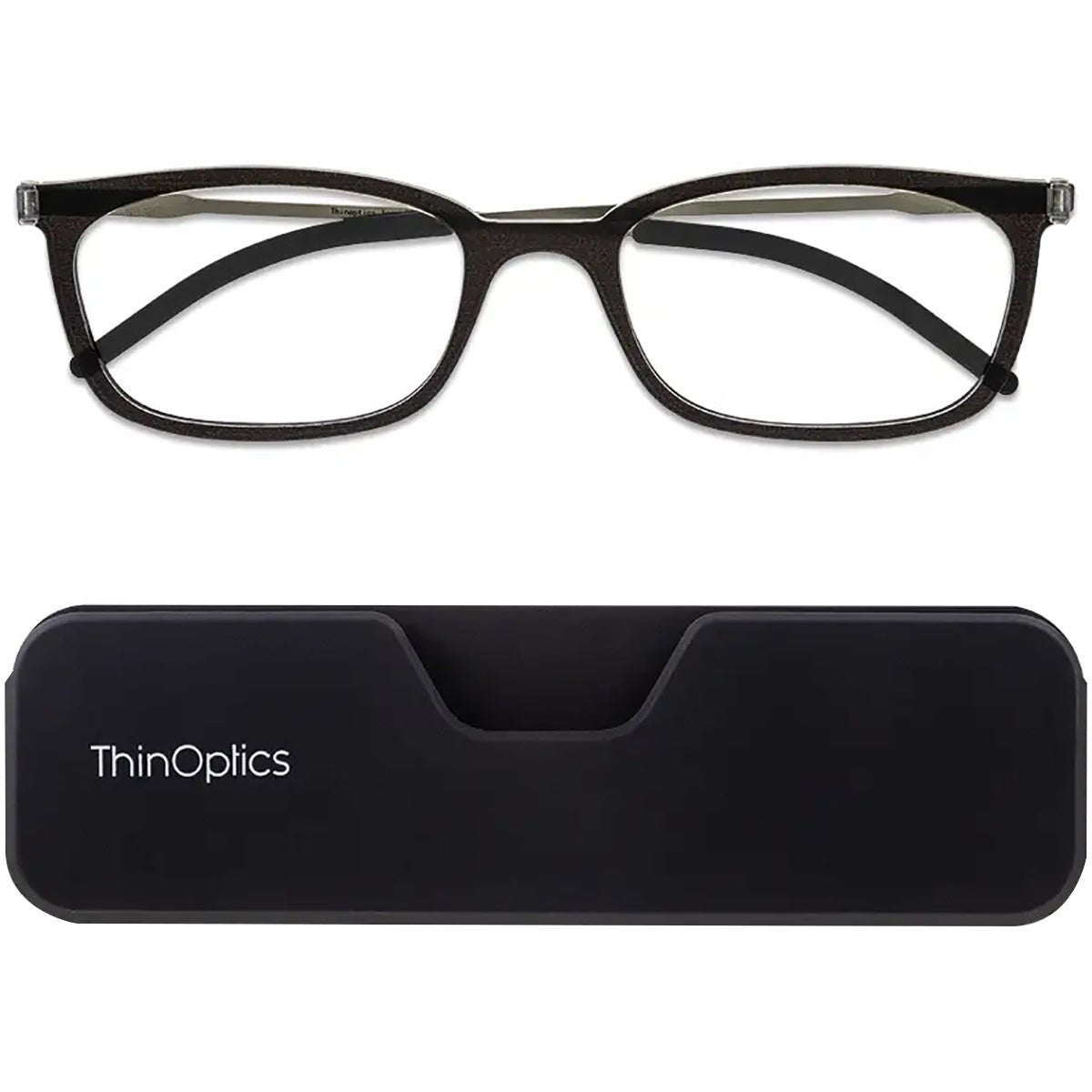 ThinOptics Connect Reading Glasses with Black Full Frame Pod
