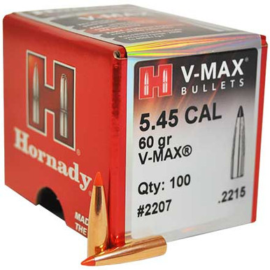 Hornady V-MAX 5.45x39mm 60 gr Bullets-100cnt