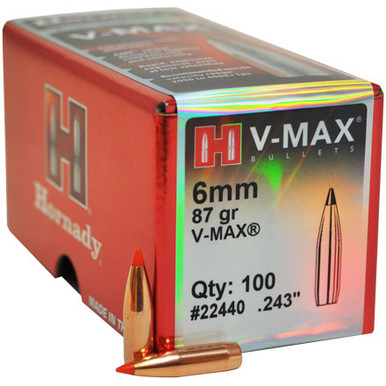 Hornady V-MAX 6mm 87 gr Bullets-100cnt