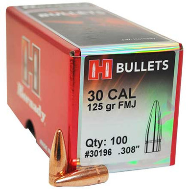 Hornady Traditional/FMJ .30 Cal 125 gr Bullets-100cnt