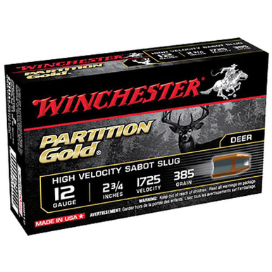 Winchester SSP12 Partition Gold HV Sabot Slug 12 Gauge 2.75" 385 GR 5 Rounds