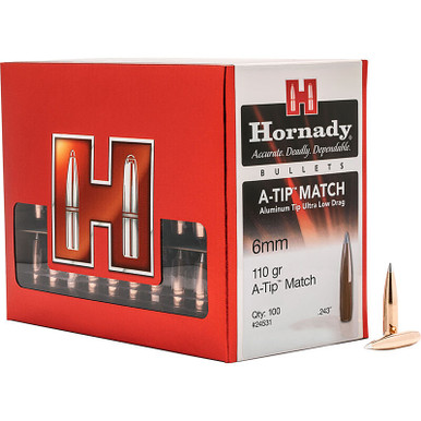 HORNADY 24531 6MM .243 110 GR A-TIP MATCH 100 CT.