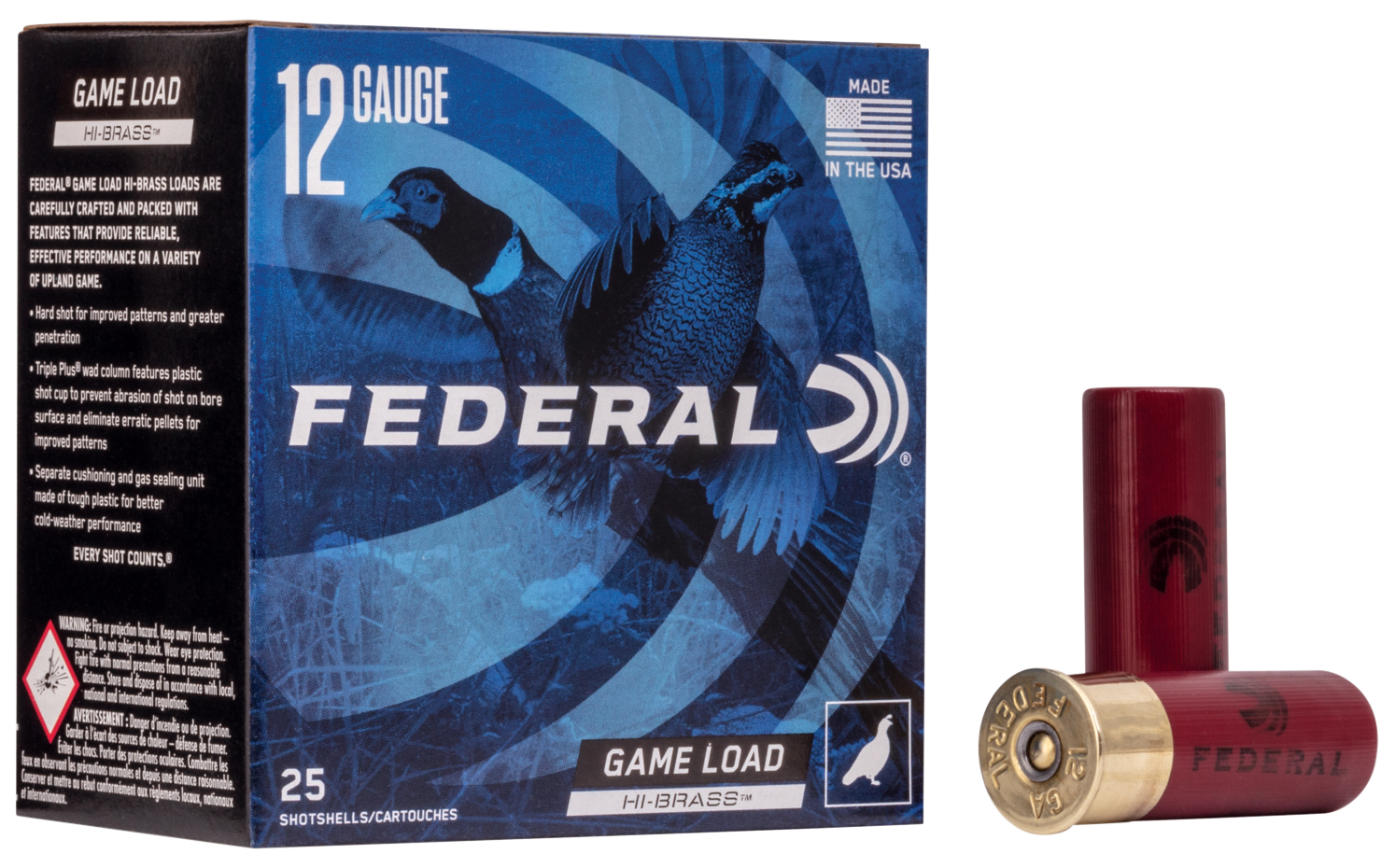 Federal Game-Shok High Brass Shotshell 12ga 2-3/4" 1-1/4 oz #6 Lead Shot 25 Shells Per Box