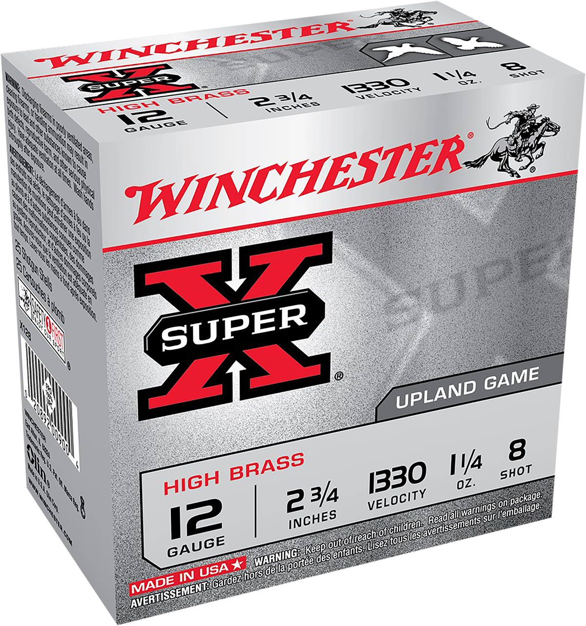 Winchester Super-X High Brass 12ga 2-3/4" 1-1/4 oz #8 Lead Shot 25 Shells Per Box