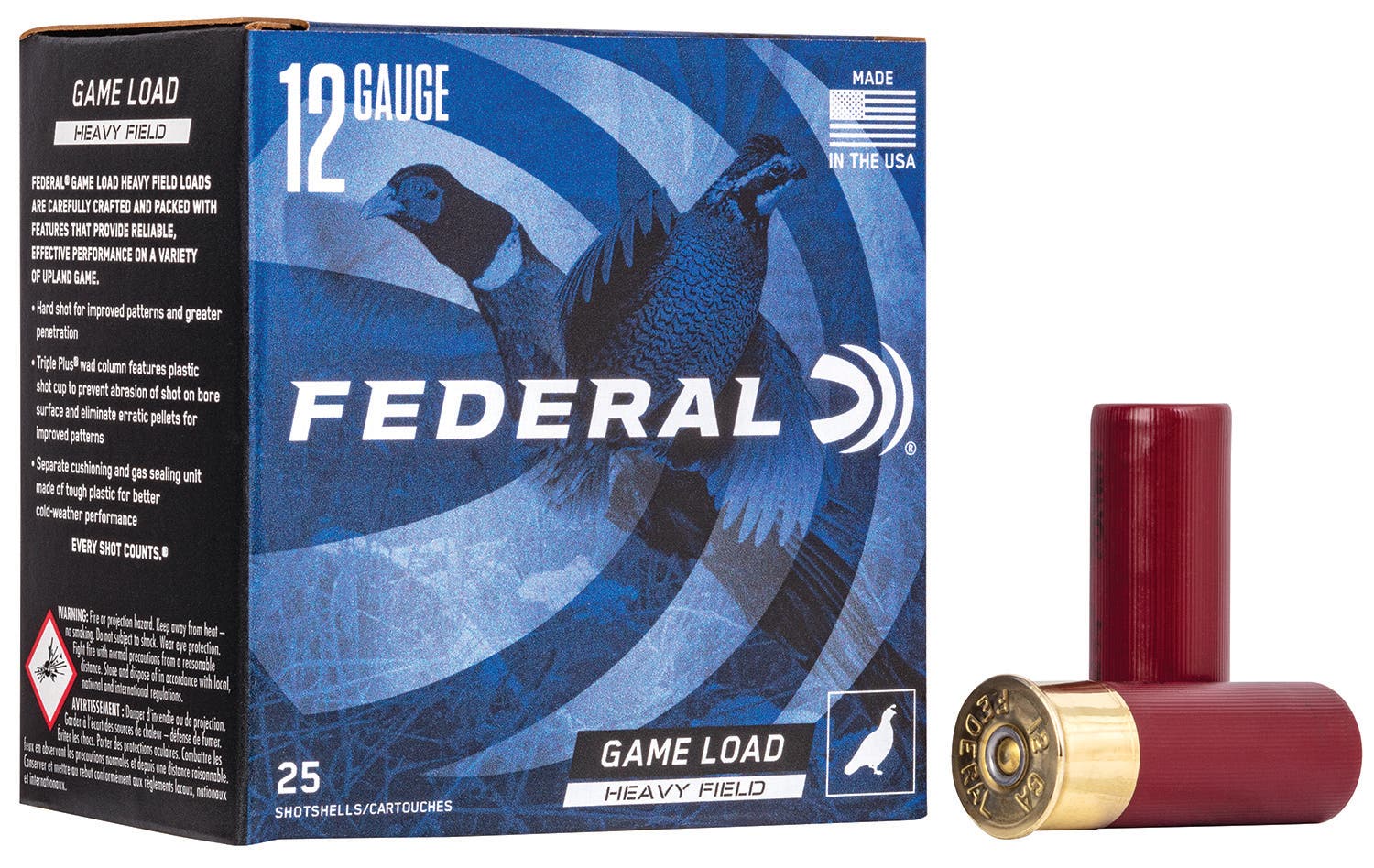 Federal Game-Shok Heavy Field 12ga 2.75" 1-1/4 oz #7-1/2 Lead Shot 25 Shells Per Box