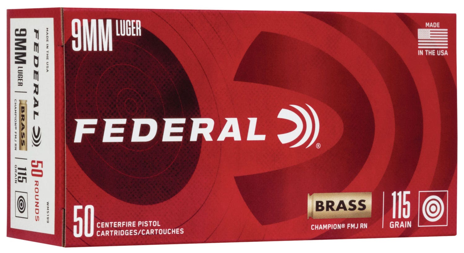 Federal Champion 9mm Luger 115 Gr. FMJ 50/Box