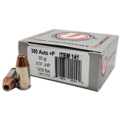 Underwood Ammo eXtreme Terminal .380 Auto +P 90gr Hornady XTP Jacketed Hollow Point Bullet 20Rnd Handgun Ammunition
