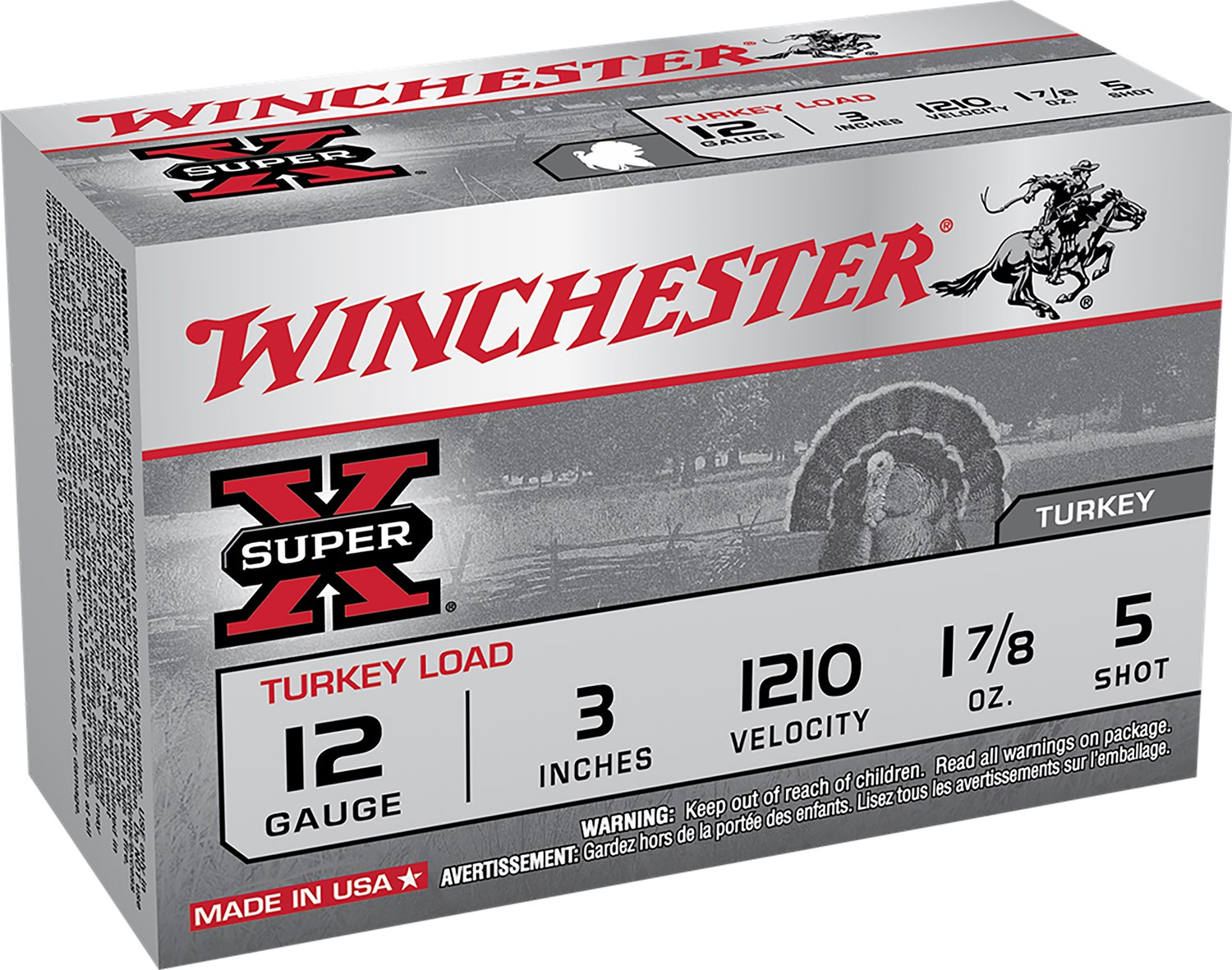 Winchester Super-X Turkey Load 12ga 3" 1-7/8 oz #5 Copper-plated Lead Shot 10 Shells Per Box