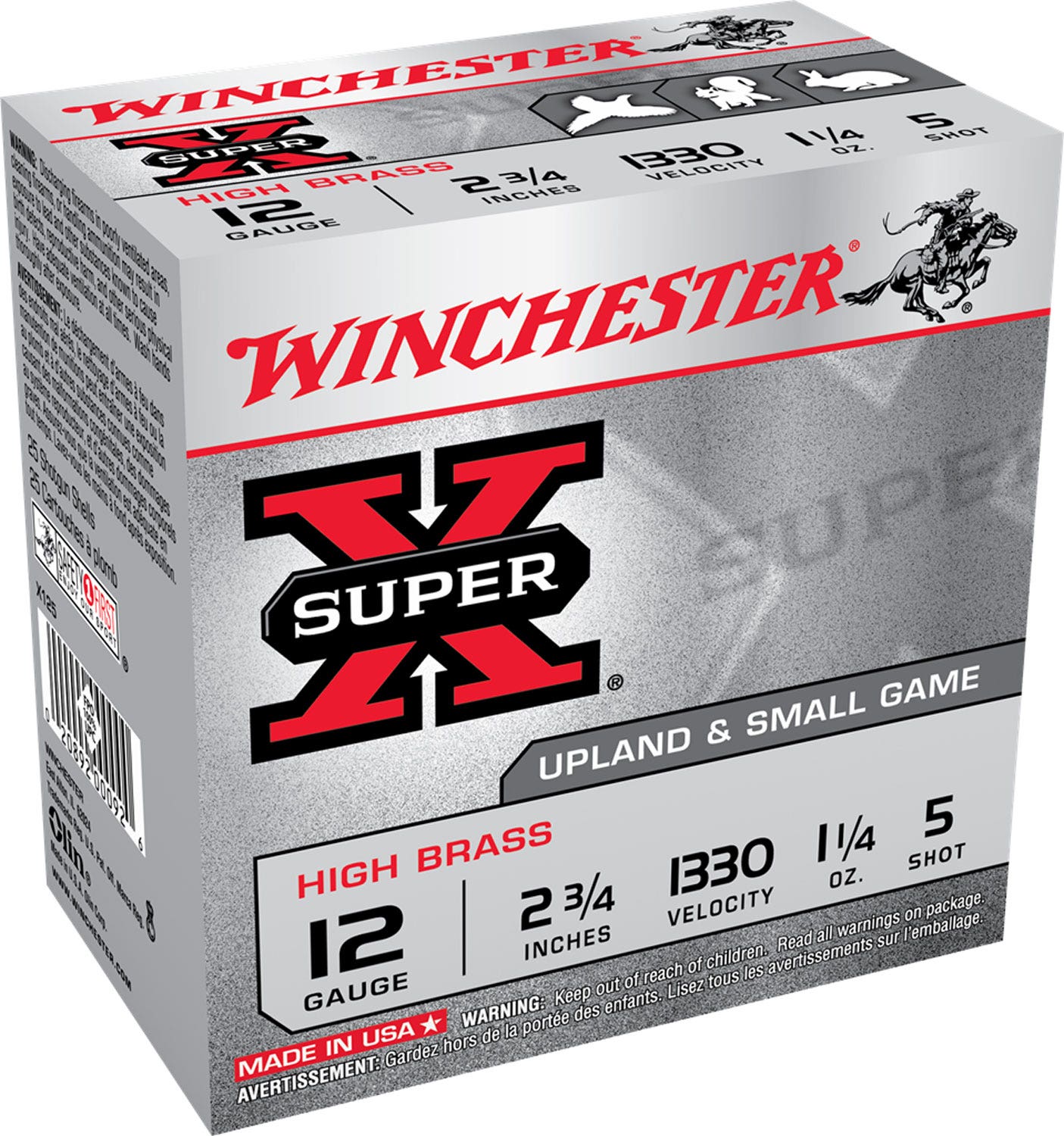 Winchester Super X High Brass 12ga 2-3/4" 1-1/4 oz #5 Lead Shot 25 Shells Per Box