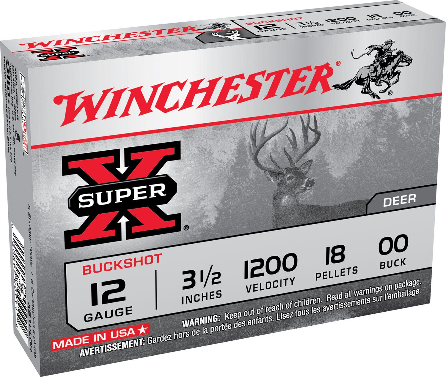 Winchester Super-X Buffered Buckshot 12 Gauge 3.5" 1200 FPS 18 Pellets 00 Buck