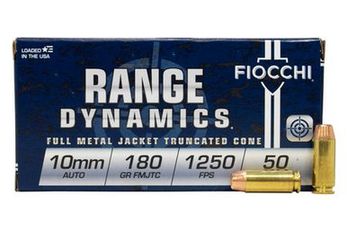 Fiocchi Range Dynamics 10mm Auto 180gr FMJ Truncated Cone 50Rnd Handgun Ammunition