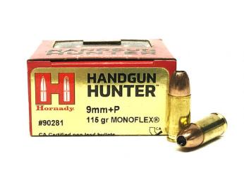 Hornady Hangun Hunter 9mm Luger +P 115gr MonoFlex 25Rnd Handgun Ammunition
