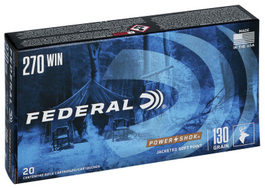 Federal Power-Shok .270 Winchester Short Magnum 130gr Jacketed Soft Point 20Rnd Rifle Ammunition